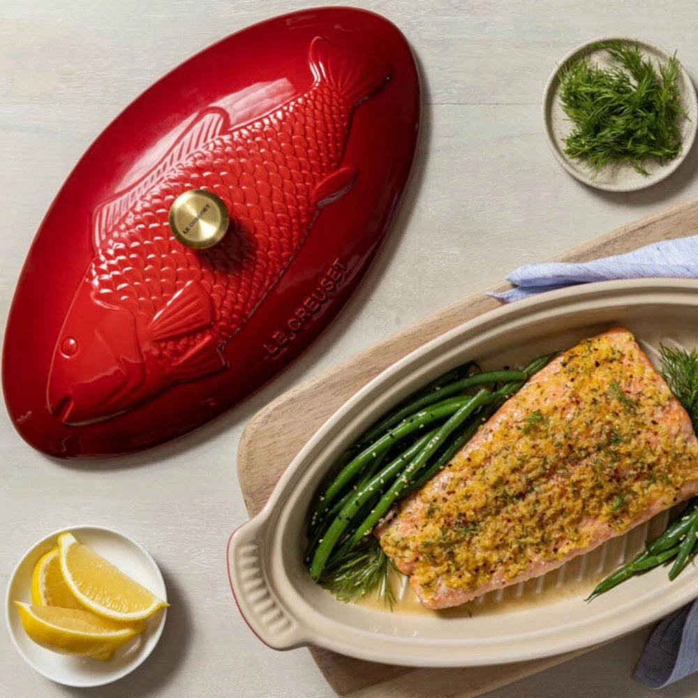 Travessa Para Peixe Com Tampa Heritage 34 Cm Vermelho Le Creuset