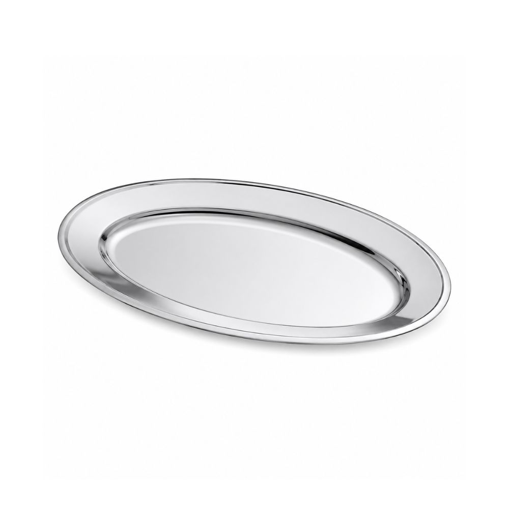 Travessa Rasa Oval P/ Peixe Em Prata Fracalanza Liso 70 Cm