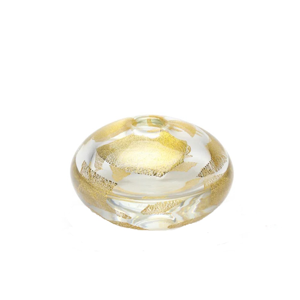 Vasinho Achatado Cristais Cá D'oro Áureo 8 X 14 X 14 Cm