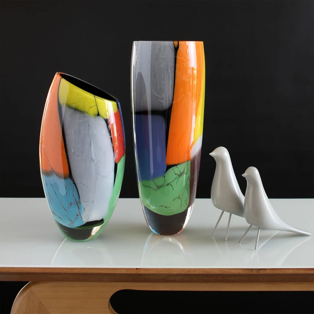 Vaso 50 Ms Diagonal Cristais Ca D'oro Colorido Com Fundo Preto 28 X 15 Cm Vaso 50 Ms Diagonal Cristais Ca D'oro Colorido Com Fundo Preto 28 X 15 Cm