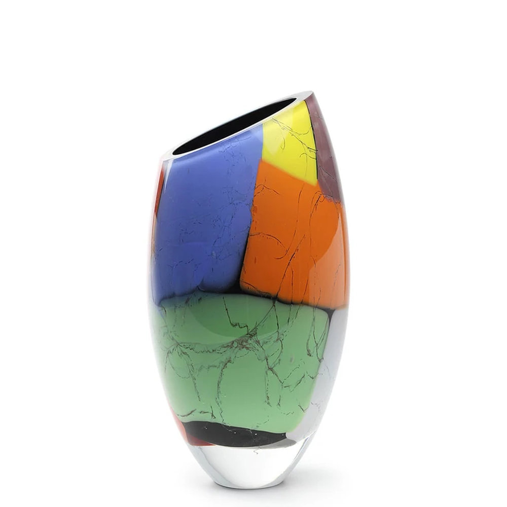 Vaso 50 Ms Diagonal Cristais Ca D'oro Colorido Com Fundo Preto 28 X 15 Cm Vaso 50 Ms Diagonal Cristais Ca D'oro Colorido Com Fundo Preto 28 X 15 Cm