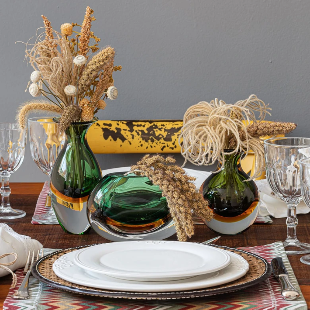 Vaso 94 Ms Cristais Ca D'oro Bicolor Verde e Ambar