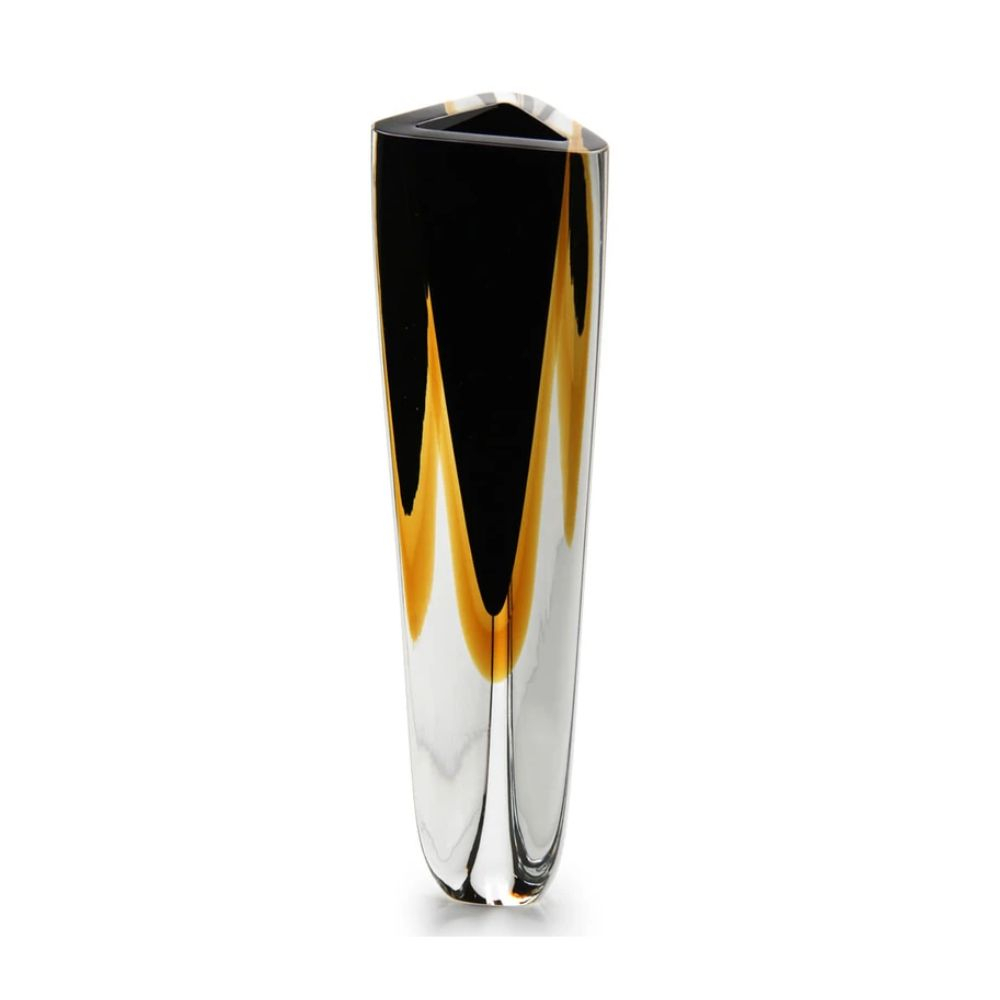 Vaso Alto Triangular N2 Cristais Ca D'oro Bicolor 42 Cm