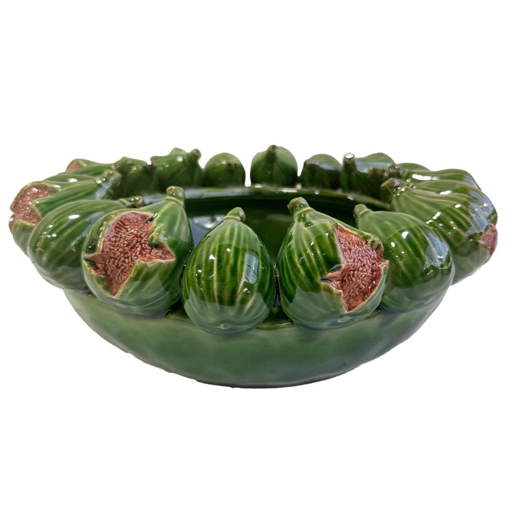 Vaso Baixo Figo Verde Carmen Stephens  33 Cm