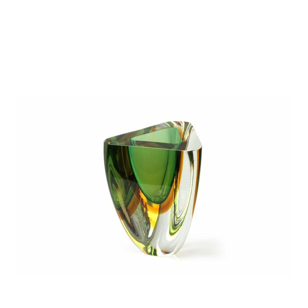 Vaso Baixo Triangular N 4 Cristais Ca D'oro Bicolor 21 Cm