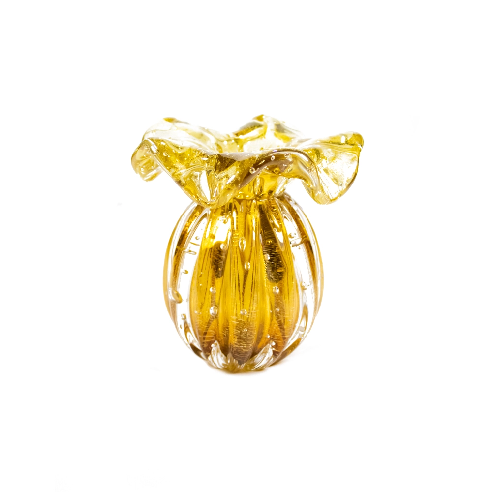 Vaso Cristais D´labone Enns Com Ouro 15 X 13 Cm