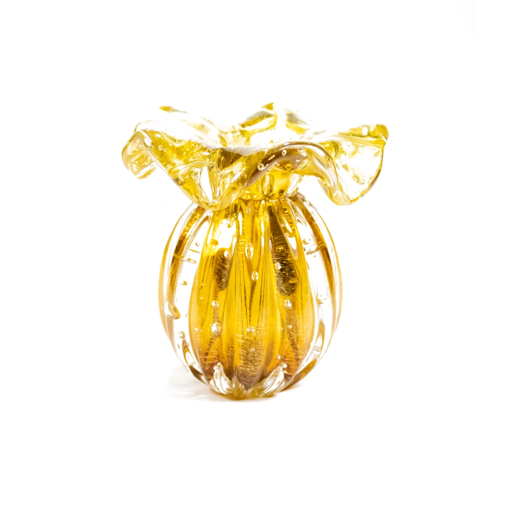 Vaso Cristais D´labone Enns Com Ouro 18 X 17 Cm