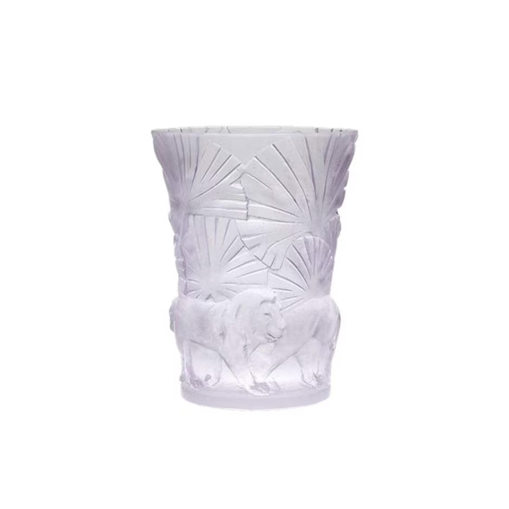 Vaso Daum Aux Lions Vintage Branco 23 Cm