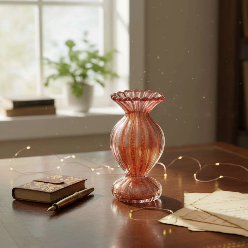 Vaso Di Murano Laranja Com Ouro Vaso Di Murano Laranja Com Ouro