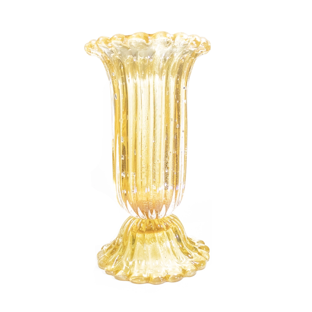 Vaso França Cristais D´labone Com Ouro 42 X 25 Cm