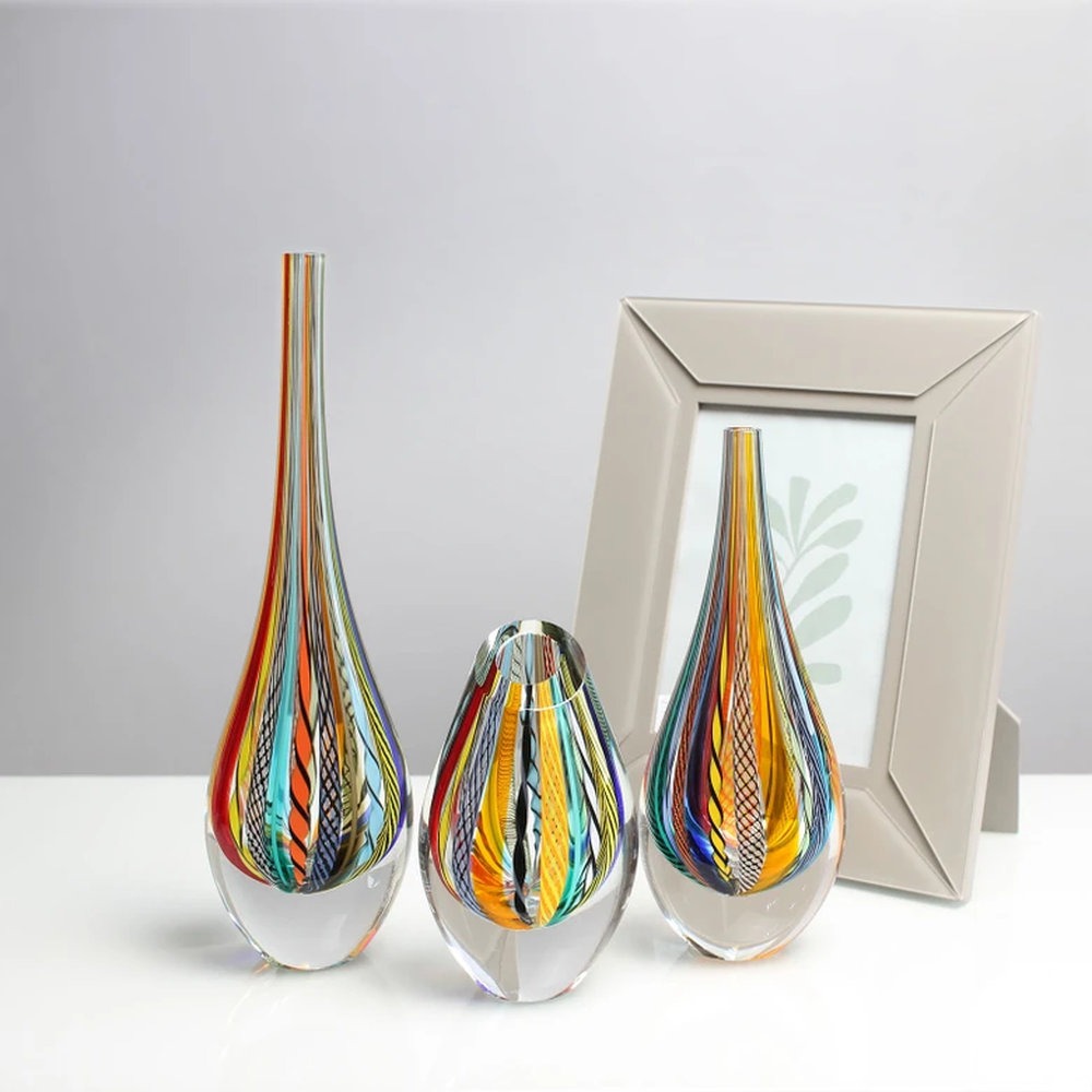 Vaso Gota Alta Cristais Ca D'oro Bastoes Especiais Colorido 45 Cm