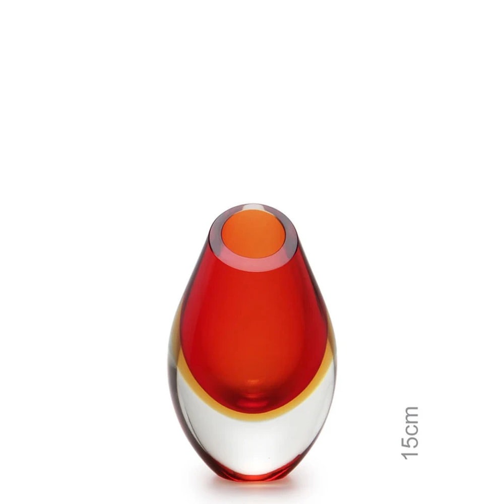 Vaso Gota Baixa Bicolor Nº 0 Cristais Ca D'oro Vermelho e Ambar 25 Cm