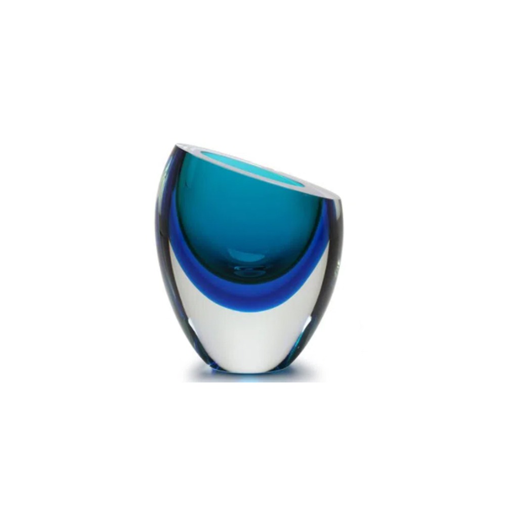 Vaso Gota Baixa Diagonal Bicolor Cristais Cá D'oro 19 Cm