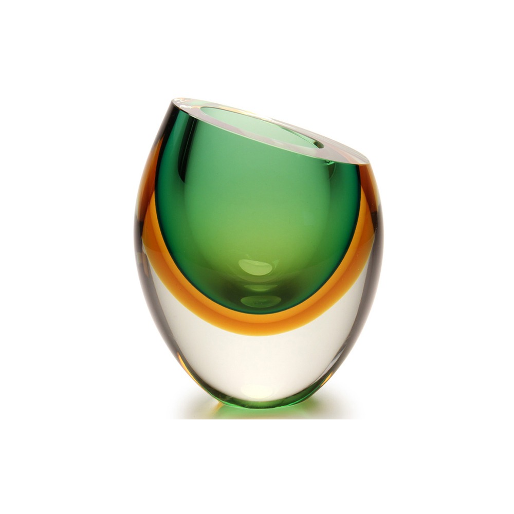 Vaso Gota Baixa Diagonal Bicolor Cristais Cá D'oro 19 Cm