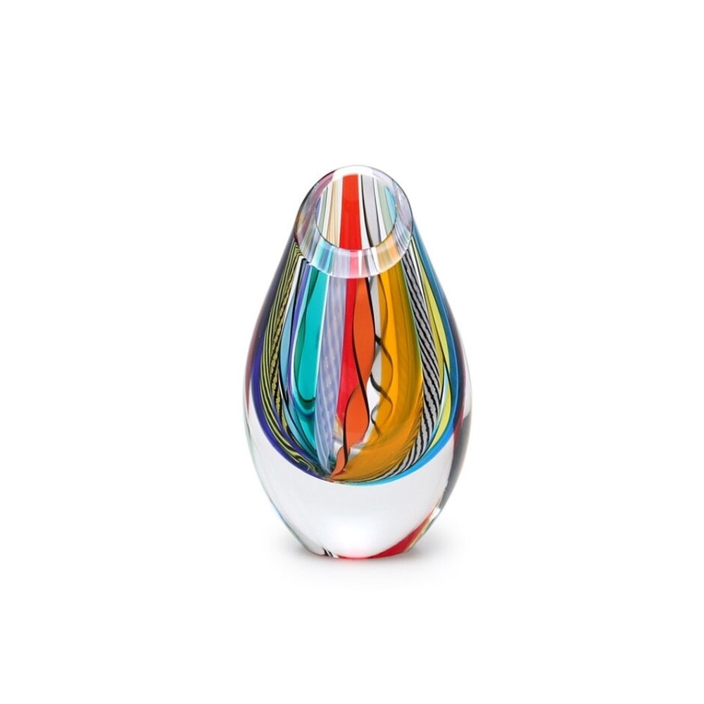 Vaso Gota Mini Baixa Com Bastoes Especiais Cristais Ca D'oro Colorido 15 X 9 Cm