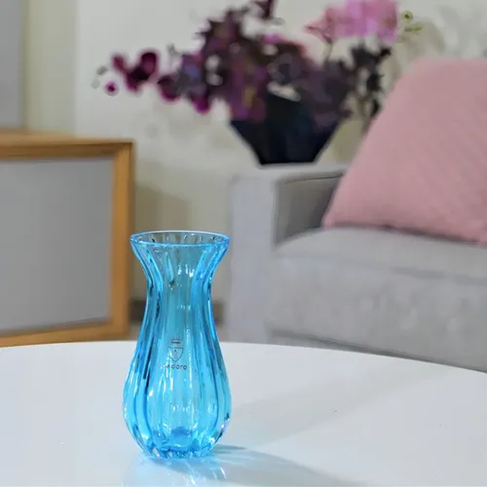 Vaso M61 Cristais Ca D'oro Agua Marinha 11,5 X 6 Cm