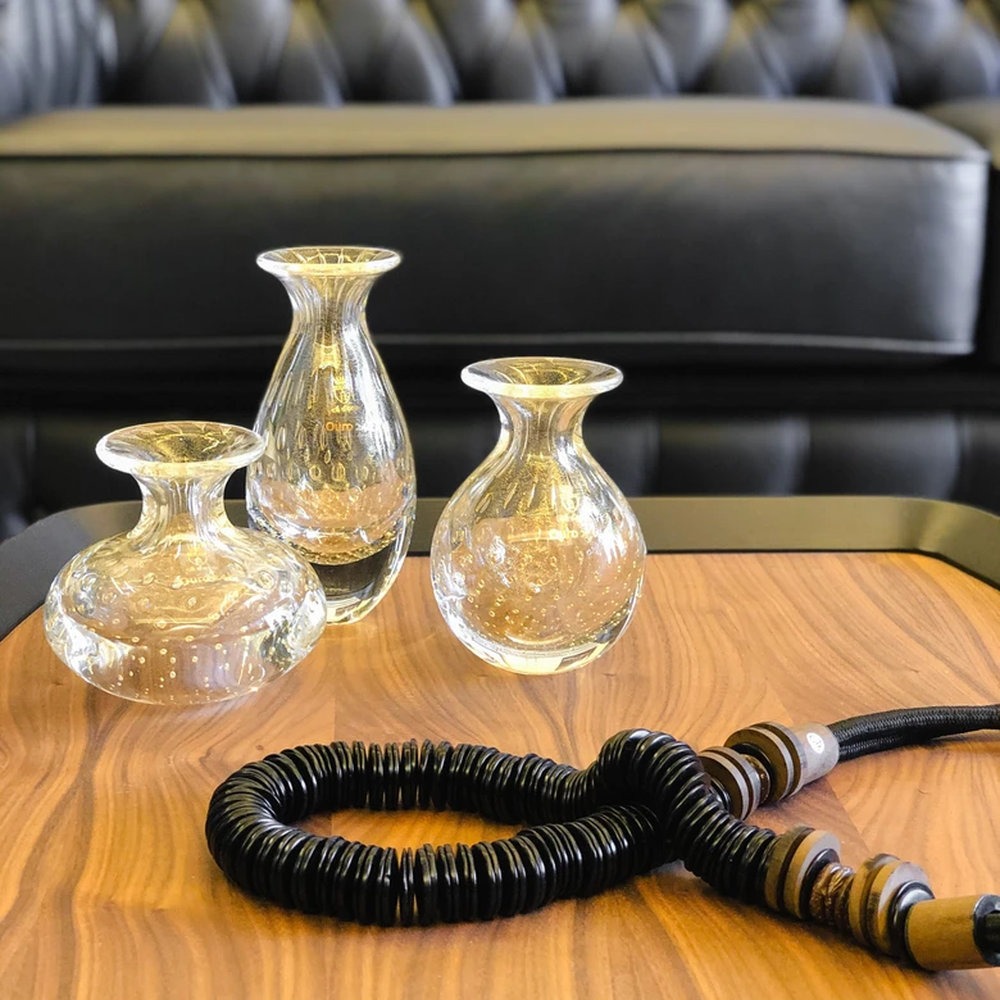 Vaso Mini 3 Tela Cristais Ca D'oro Transparente Com Ouro 14 X 11 Cm