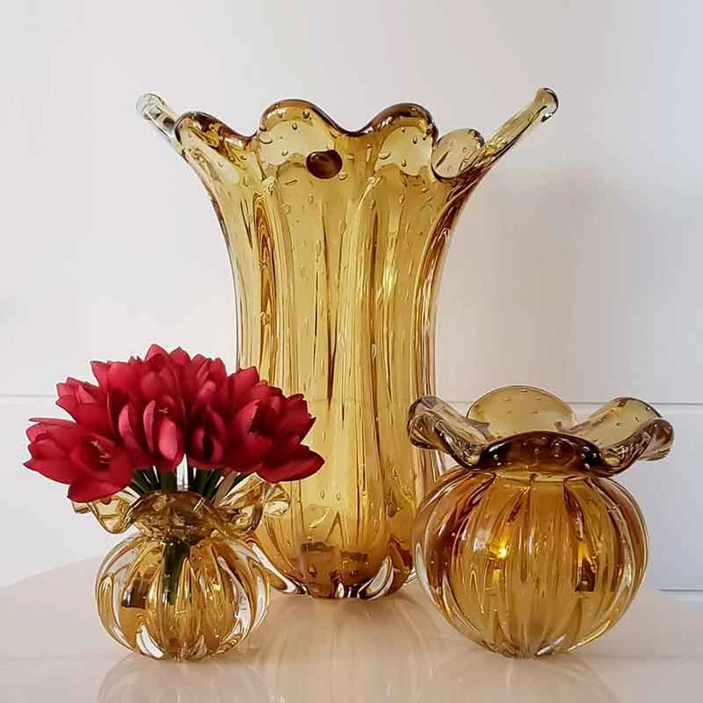 Vaso Torcello Cristais D´labone Ambar 14 X 14 Cm