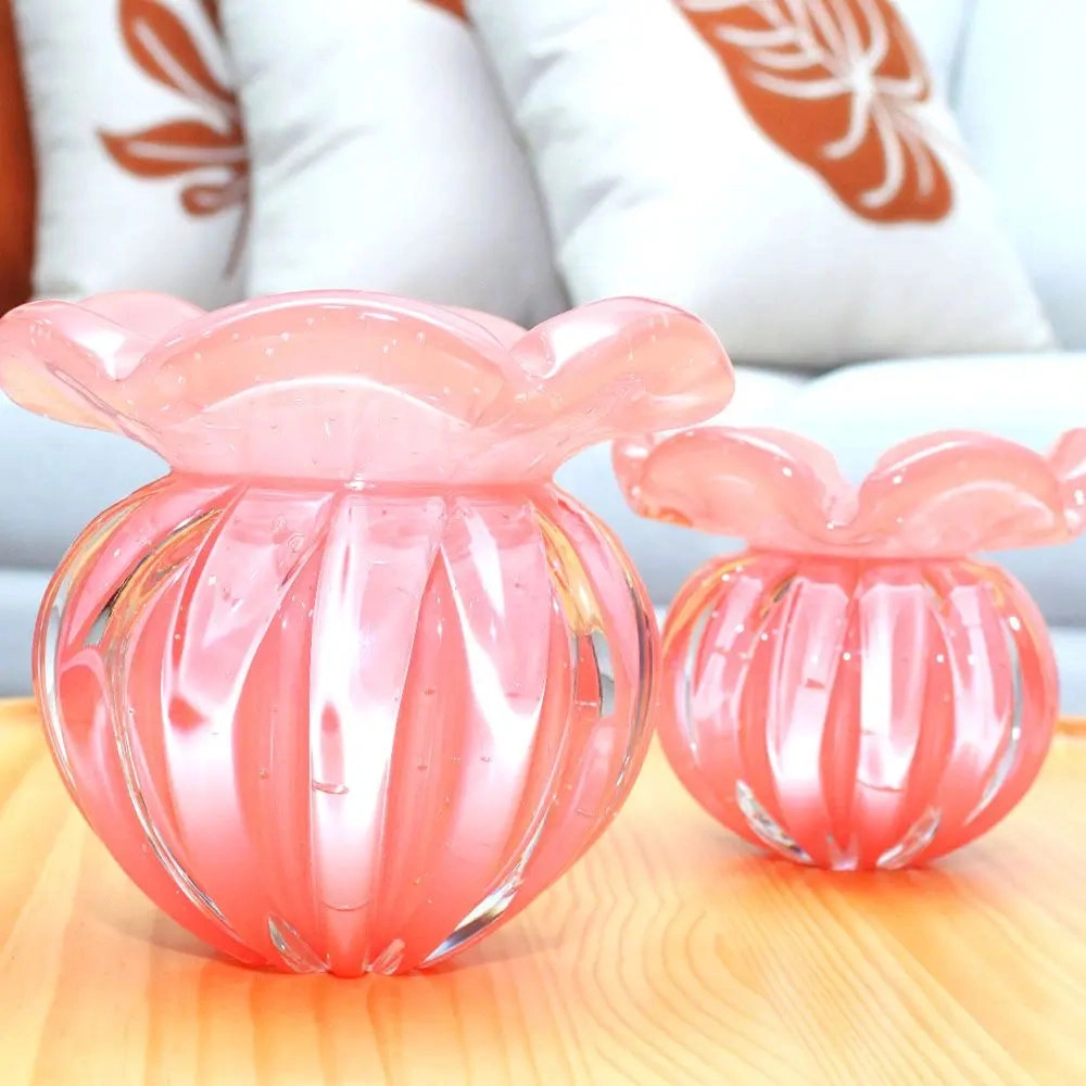 Vaso Torcello Cristais D´labone Quartzo Rose 14 X 14 Cm