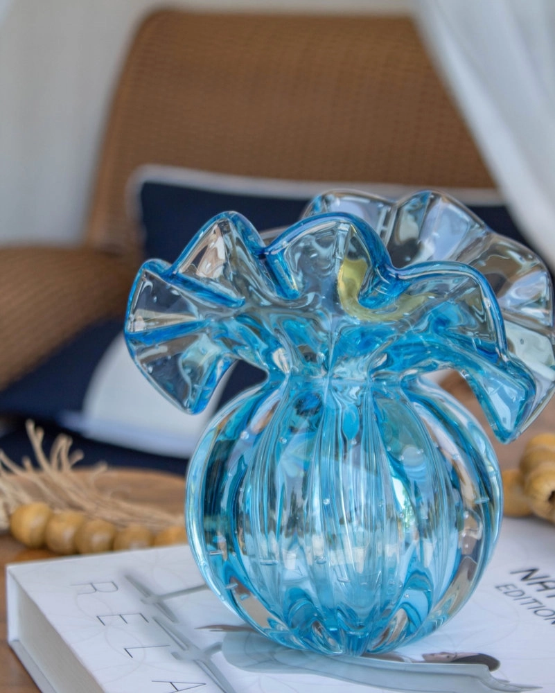 Vaso Toscana Cristais D´labone Aquamarine 10 Cm