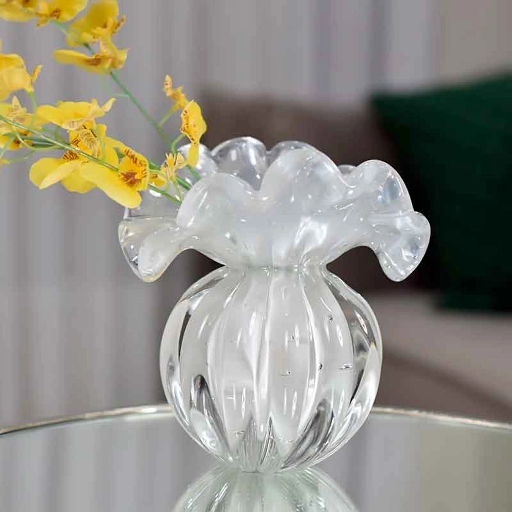 Vaso Toscana Cristais D´labone Quartzo Perola 10 X 10 Cm