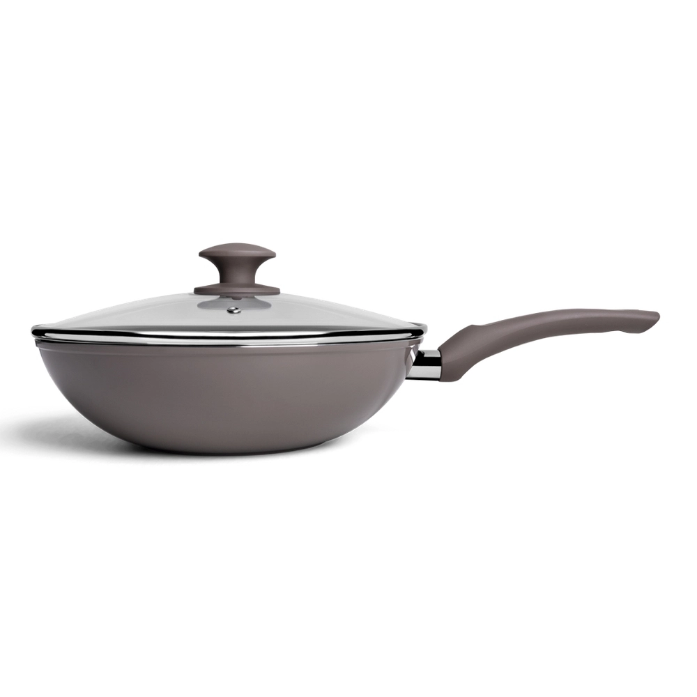Wok Com Tampa e Fundo de Indução Brinox Ceramic Life Optima 28 Cm
