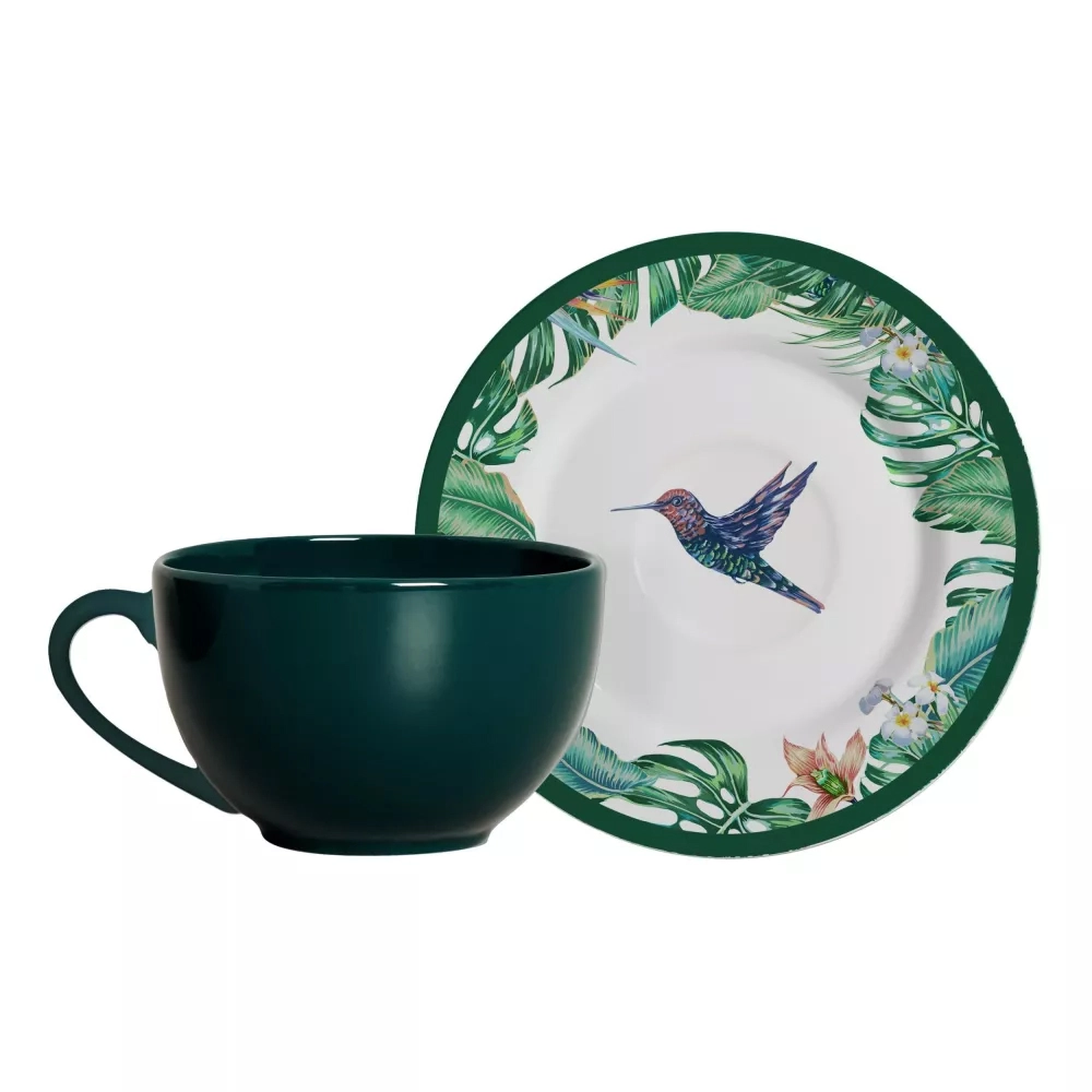 Xícara Para Chá Com Pires Alleanza Cerâmica Beija Flor 200 Ml - Cada Xícara Para Chá Com Pires Alleanza Cerâmica Beija Flor 200 Ml - Cada