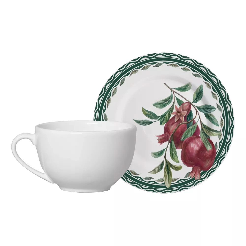 Xícara Para Chá Com Pires Alleanza Cerâmica Les Fruits Grenade 200 Ml - Cada Xícara Para Chá Com Pires Alleanza Cerâmica Les Fruits Grenade 200 Ml - Cada