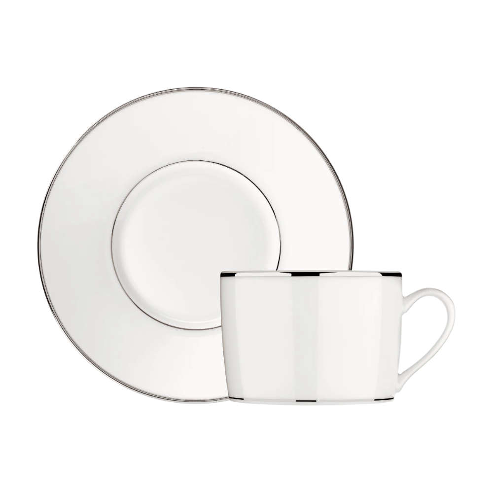 Xicara de Cha Com Pires Em Porcelana e Platina Albi Christofle