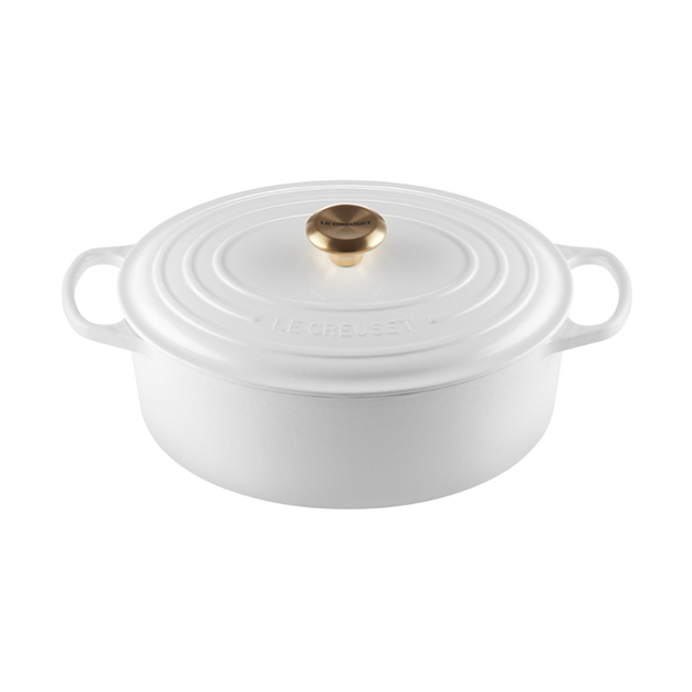 Panela Oval Le Creuset Signature 31 Cm - Pegador Dourado Panela Oval Le Creuset Signature 31 Cm - Pegador Dourado