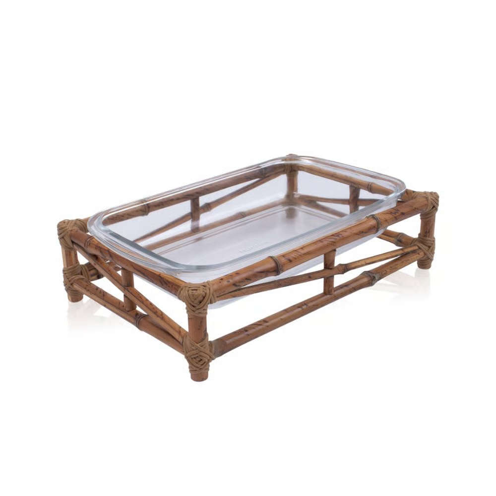 Pirex Retangular Grande Com Suporte de Bambu Sonia Pierry