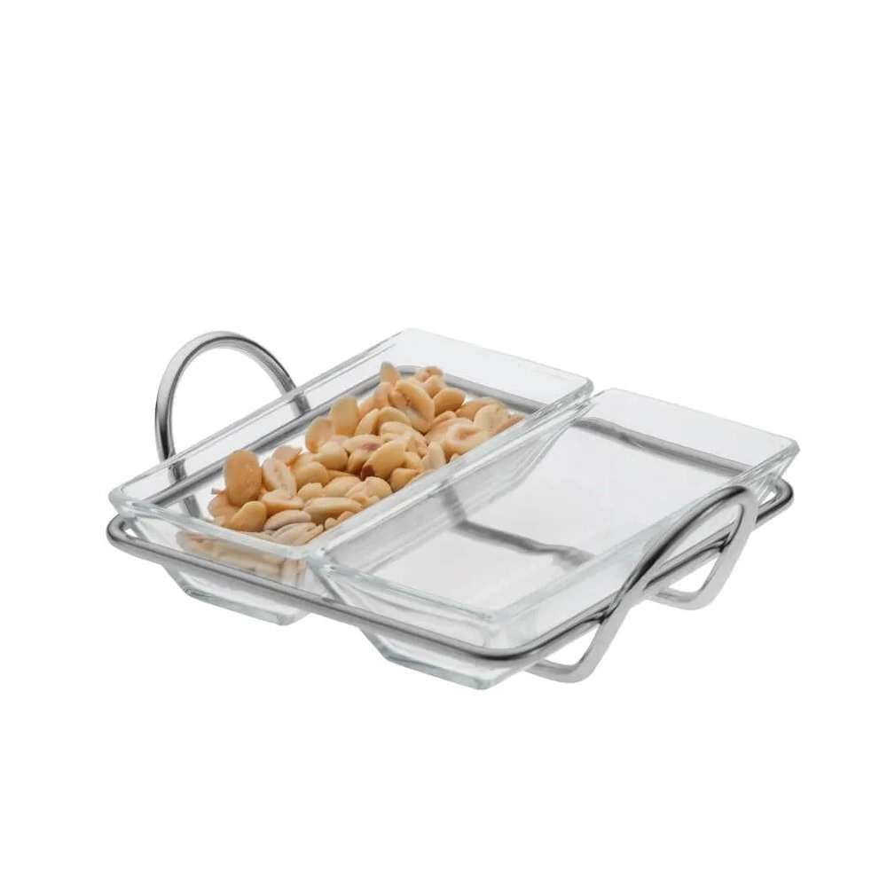 Porta Aperitivo Duplo Riva Lucca Aco Inox 16 X 13 X 4,5 Cm
