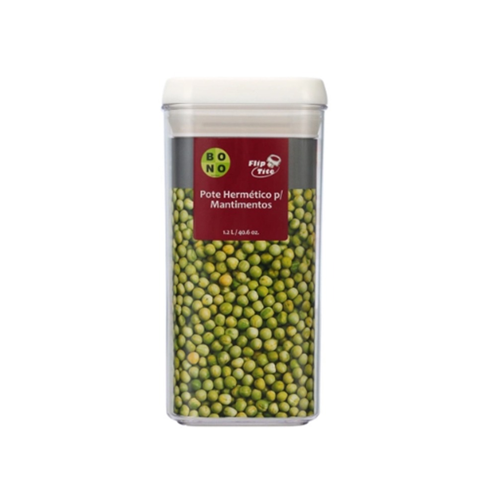 Pote Para Mantimentos Hermético Quadrado Bono Home Flip Tite 1,2 Litros Pote Para Mantimentos Hermético Quadrado Bono Home Flip Tite 1,2 Litros