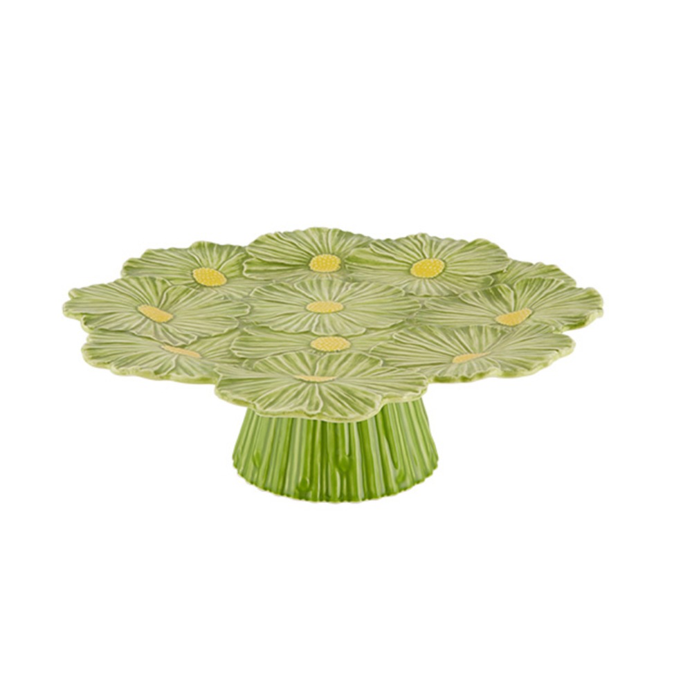 Prato Para Bolo Com Pé Bordallo Pinheiro Maria Flor Cosmos 37 Cm