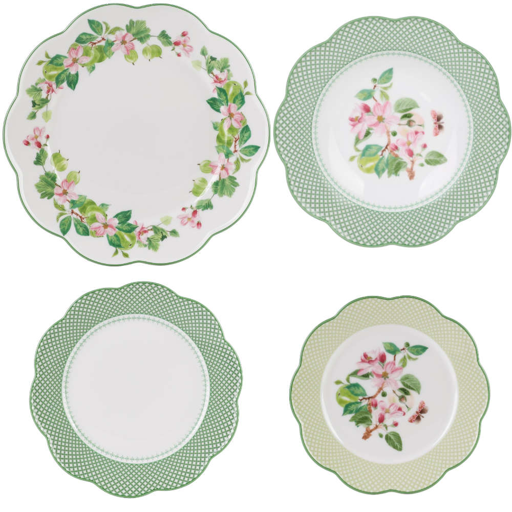 Aparelho de Jantar 24 Pecas Flor de Maca Horticool Green Tea Delight