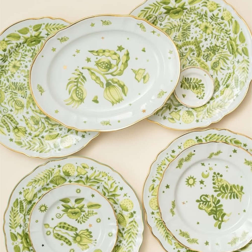 Baixela 18 Pecas Floral Verde Bitossi