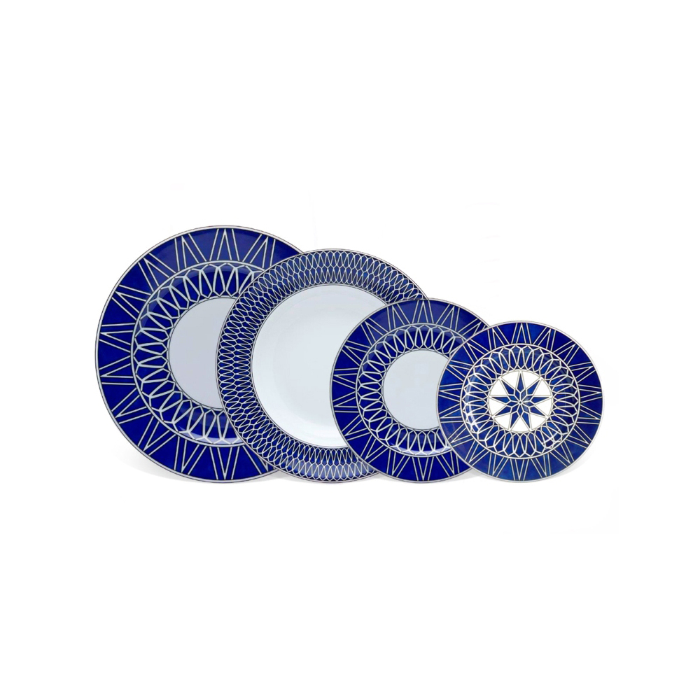 Aparelho de Jantar C/ 24 Pecas Royale Limoges Recamier Blue Star Aparelho de Jantar C/ 24 Pecas Royale Limoges Recamier Blue Star