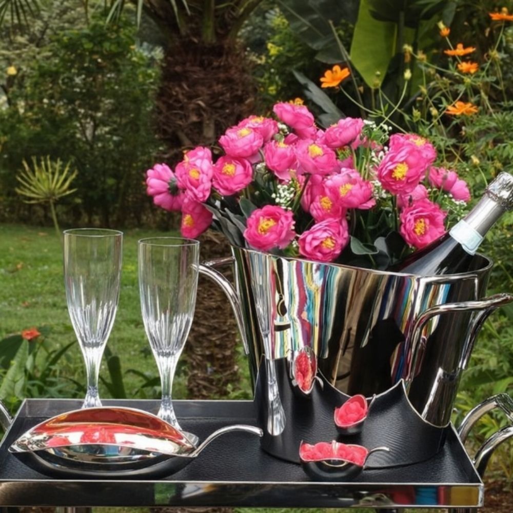 Balde P/ 2 Garrafas Oval Courchevel Orfevrerie Royale Em Prata