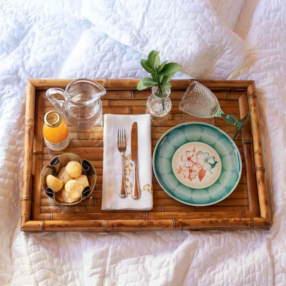 Bandeja Retangular C/ Vidro Tigrado 74 Cm