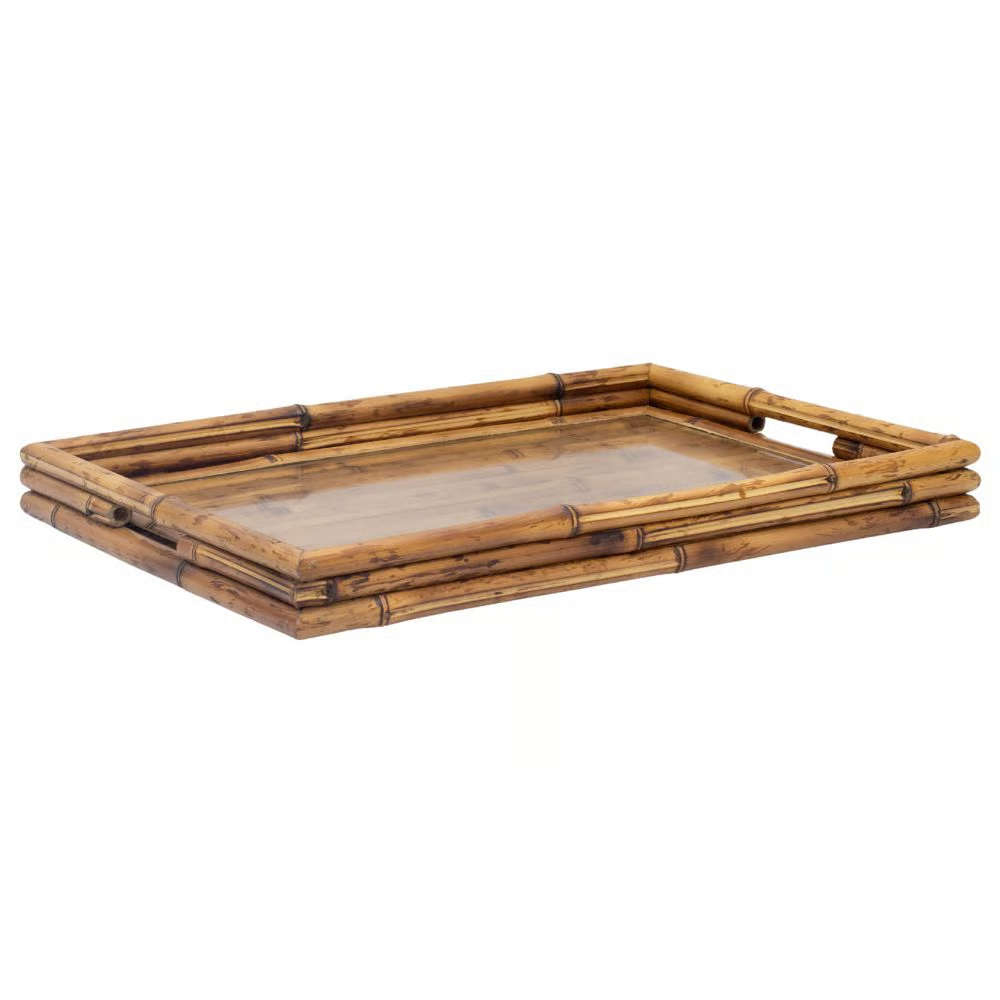 Bandeja Retangular C/ Vidro Tigrado 74 Cm