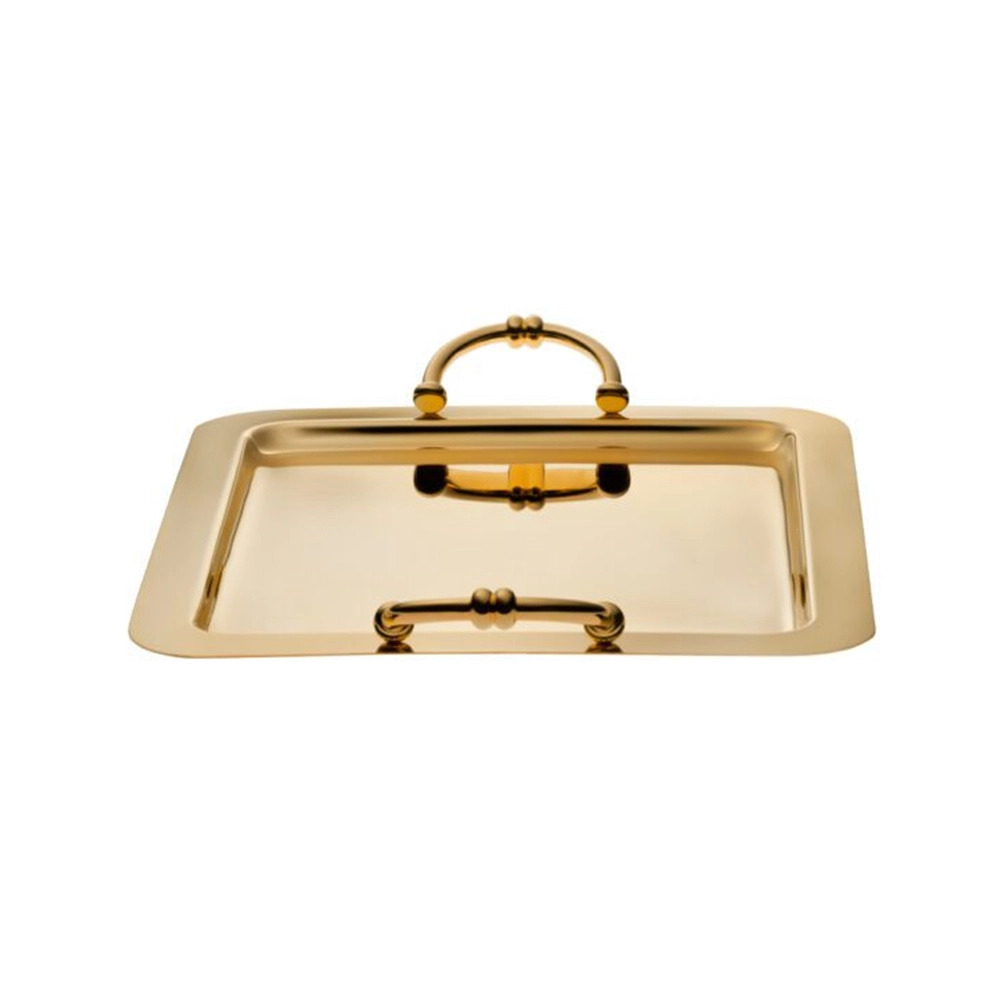 Bandeja Retangular Média Com Alças Riva Ferrara Ouro 24k Bandeja Retangular Média Com Alças Riva Ferrara Ouro 24k
