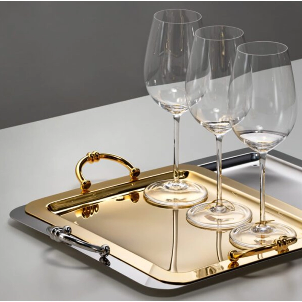 Bandeja Retangular Média Com Alças Riva Ferrara Ouro 24k Bandeja Retangular Média Com Alças Riva Ferrara Ouro 24k