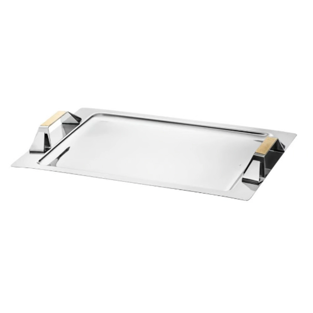 Bandeja Retangular Média Com Alças Riva Sarezzo Ouro 24k Bandeja Retangular Média Com Alças Riva Sarezzo Ouro 24k