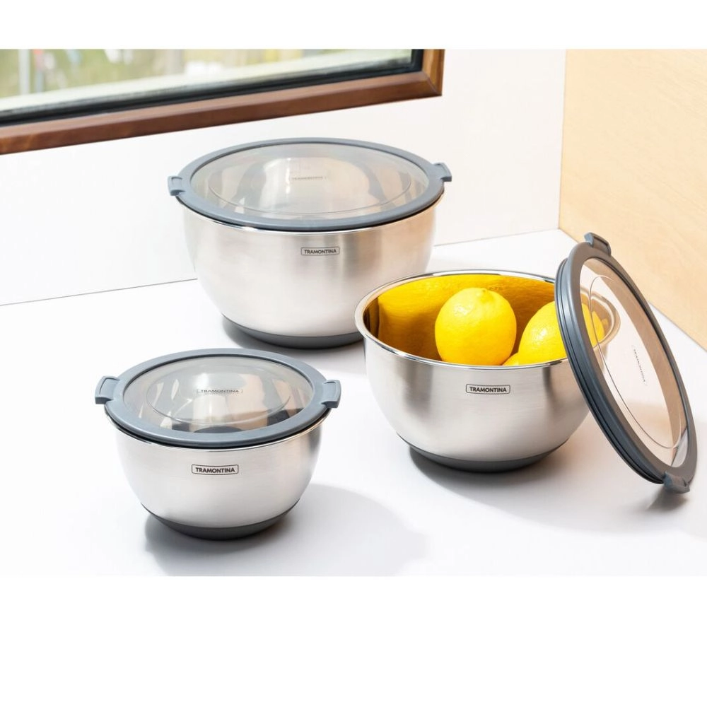 Bowl Aco Inox C/tampa Silicone - Cucina