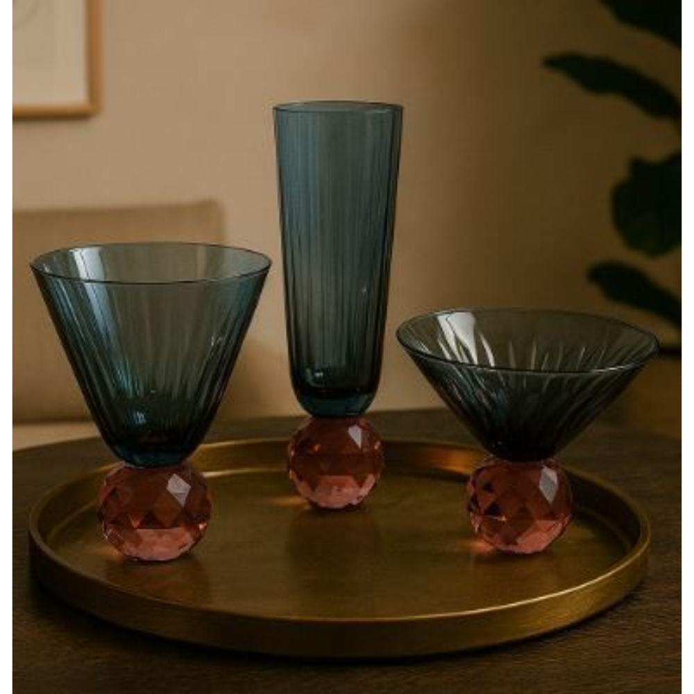 Taca Para Sobremesa Facet Azul