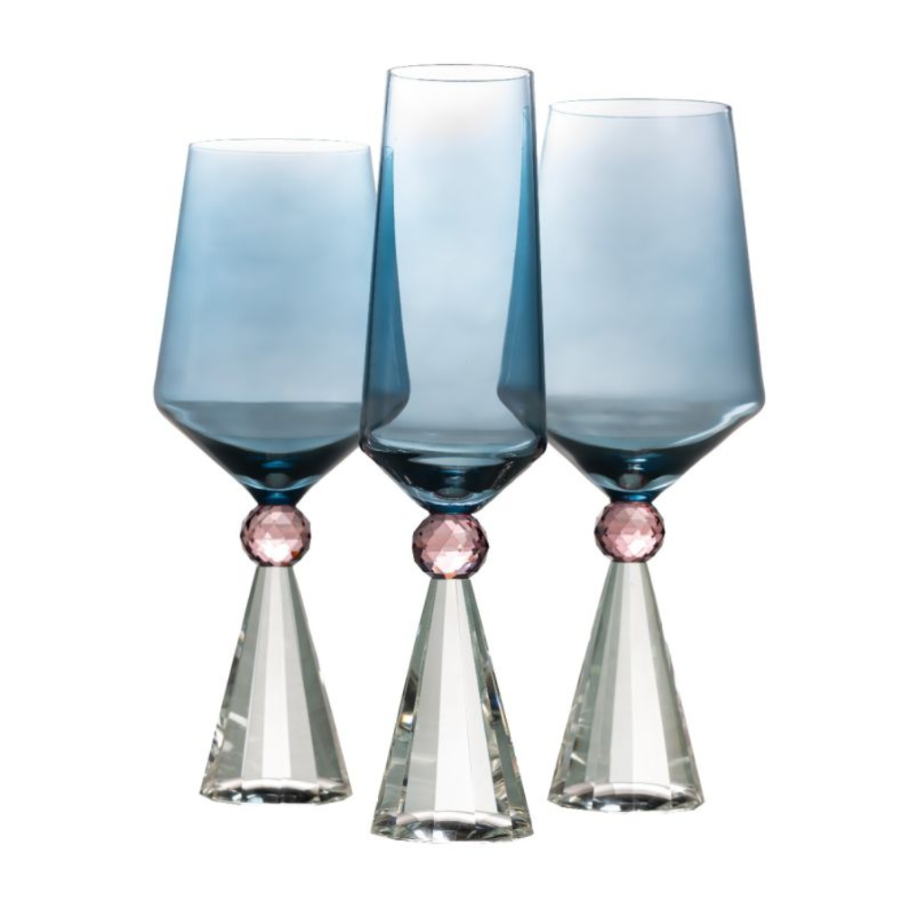 Taca Para Vinho Prisma Azul