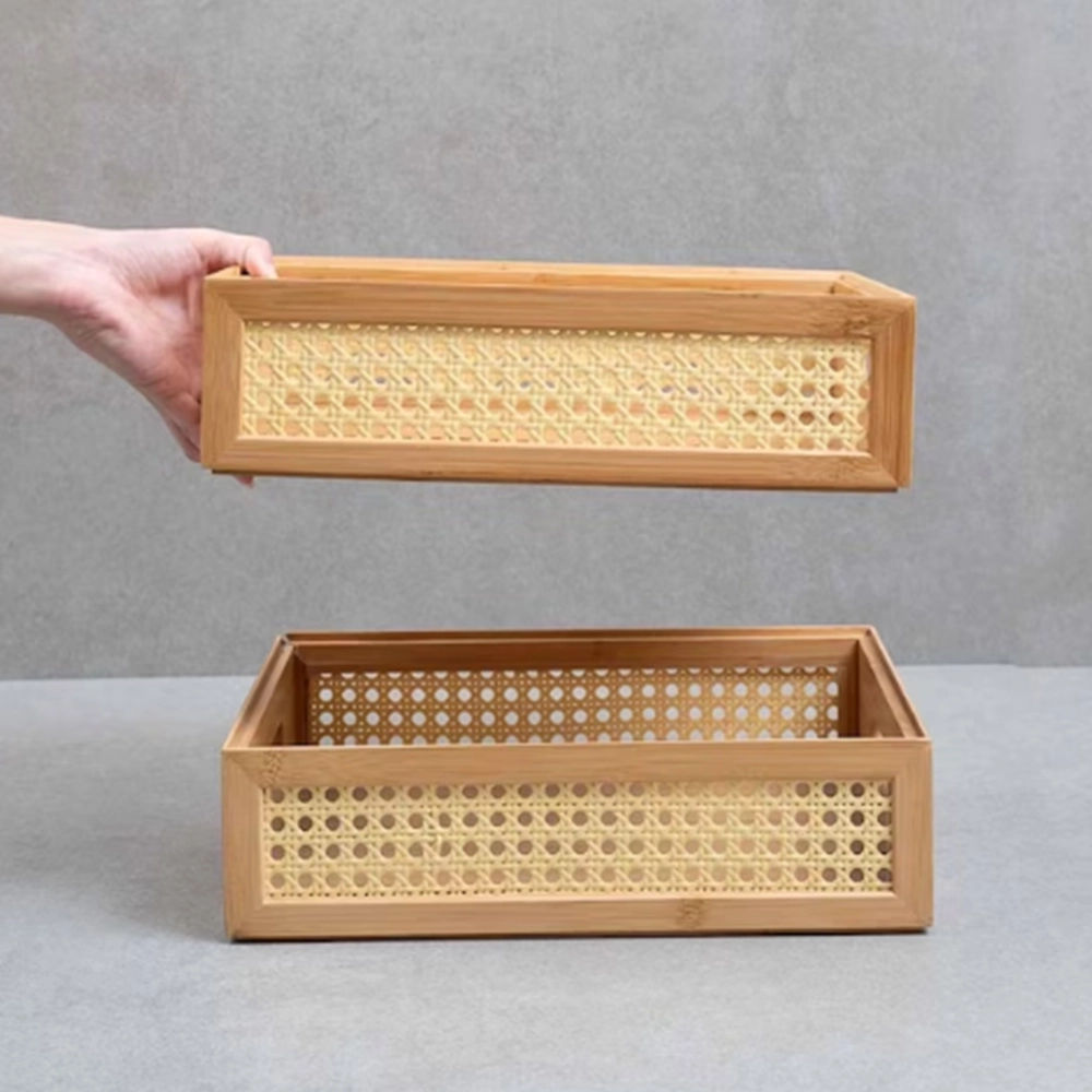 Caixa Organizadora Empilhável Palhinha Oikos Bambu 32 Cm