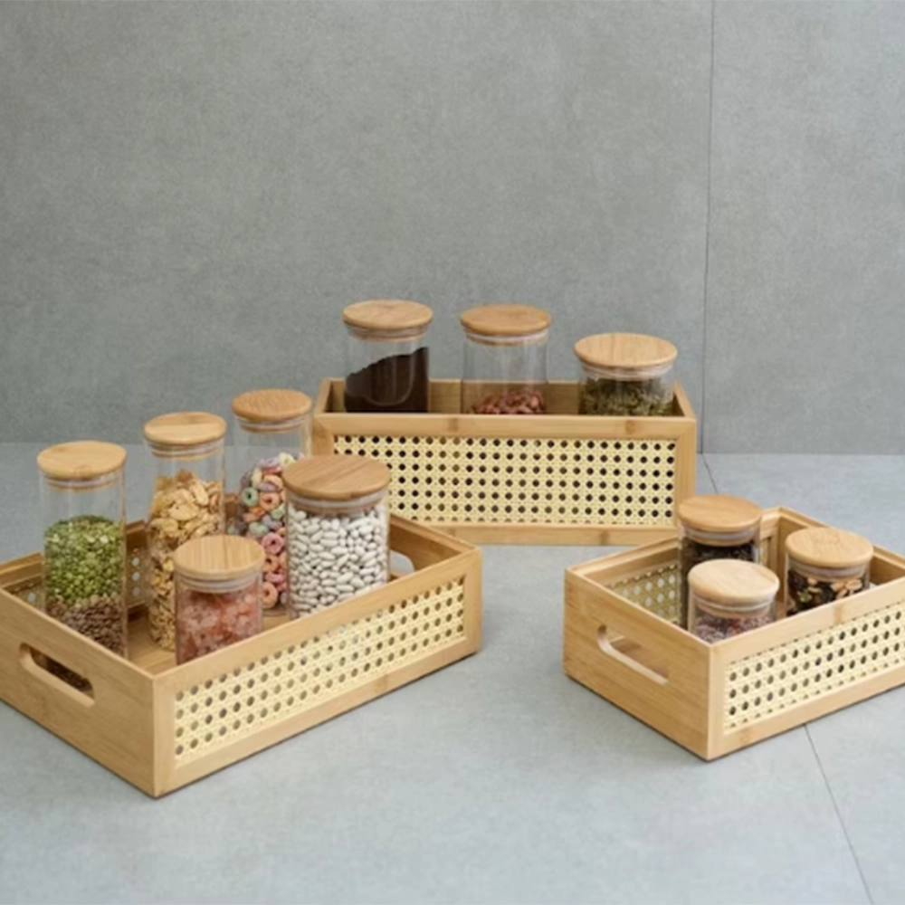 Caixa Organizadora Empilhável Palhinha Oikos Bambu 32 Cm