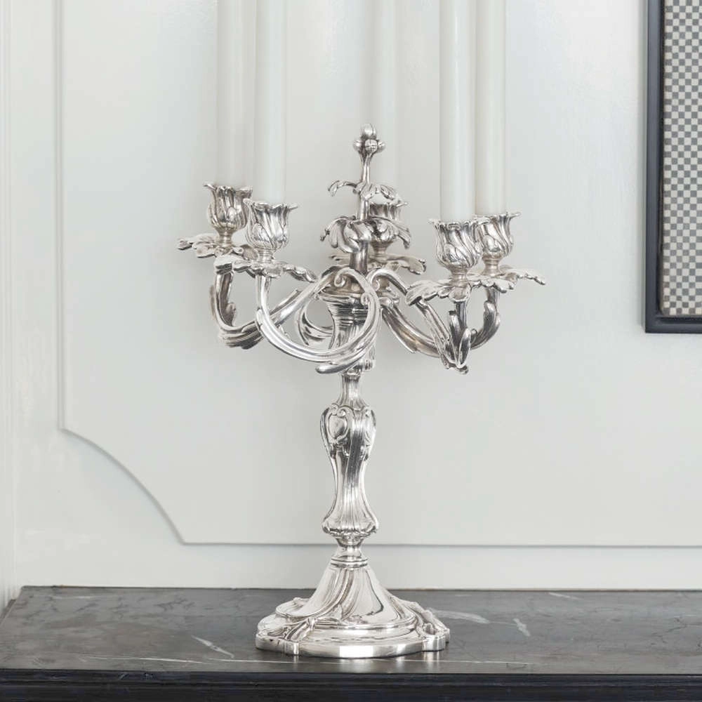 Candelabro 5 Velas Christofle Trianon 50 Cm Candelabro 5 Velas Christofle Trianon 50 Cm