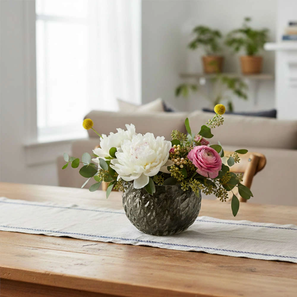 Centro de Mesa  Di Murano Grafite Com Ouro